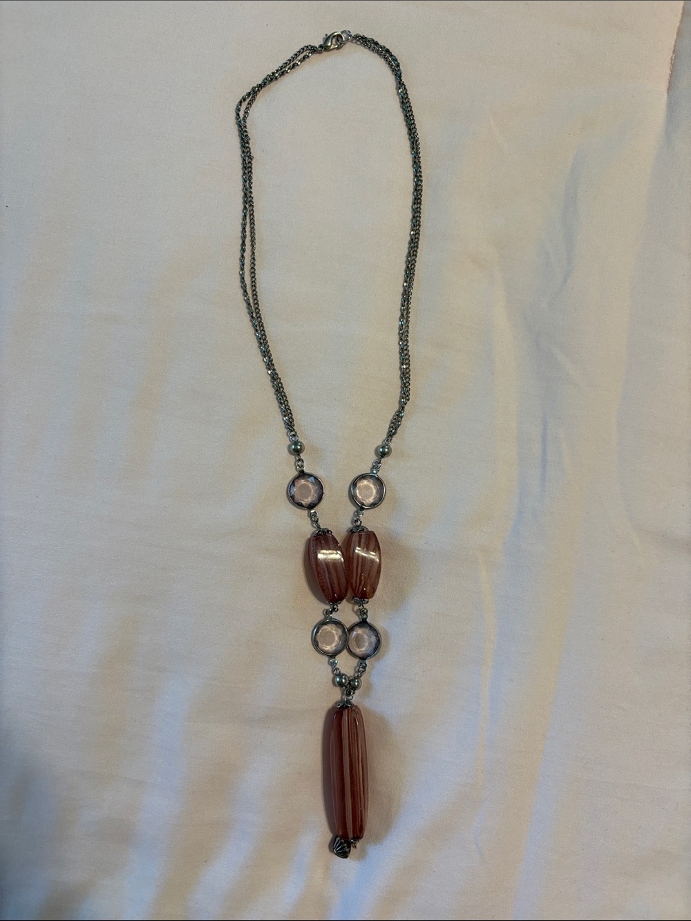 belk Pink Bead Pendant Necklace with Silver-Tone Links